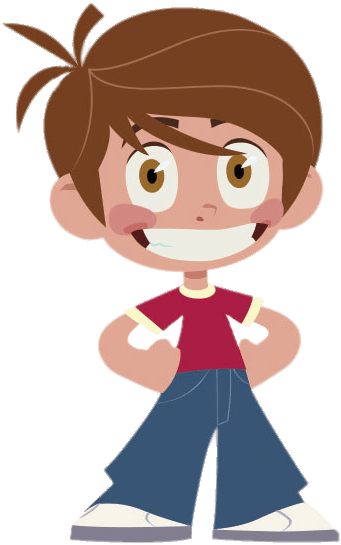 Confident Cartoon Boywith Brown Hair