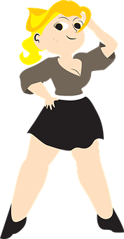 Confident Cartoon Girl Pose