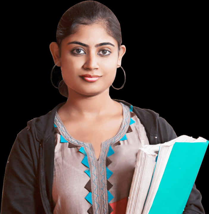 Confident Indian Studentwith Books