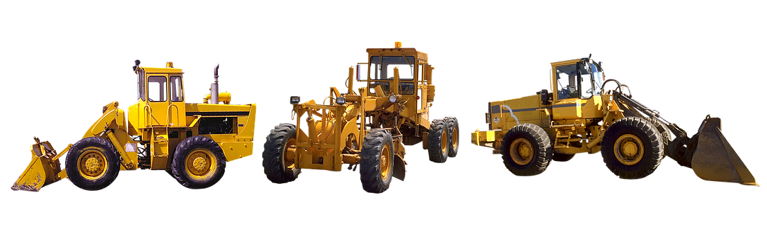 Construction Vehicles Trio Black Background