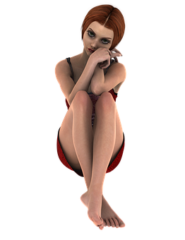 Contemplative3 D Animated Girl