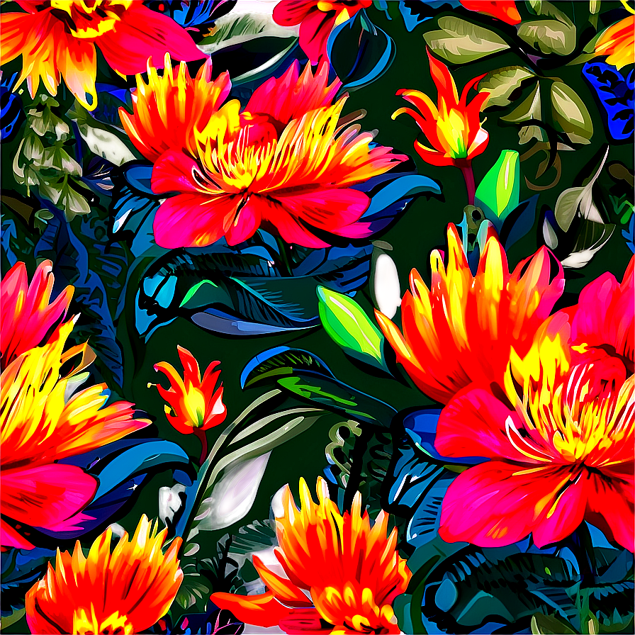 Contemporary Flower Print Png Dvn47