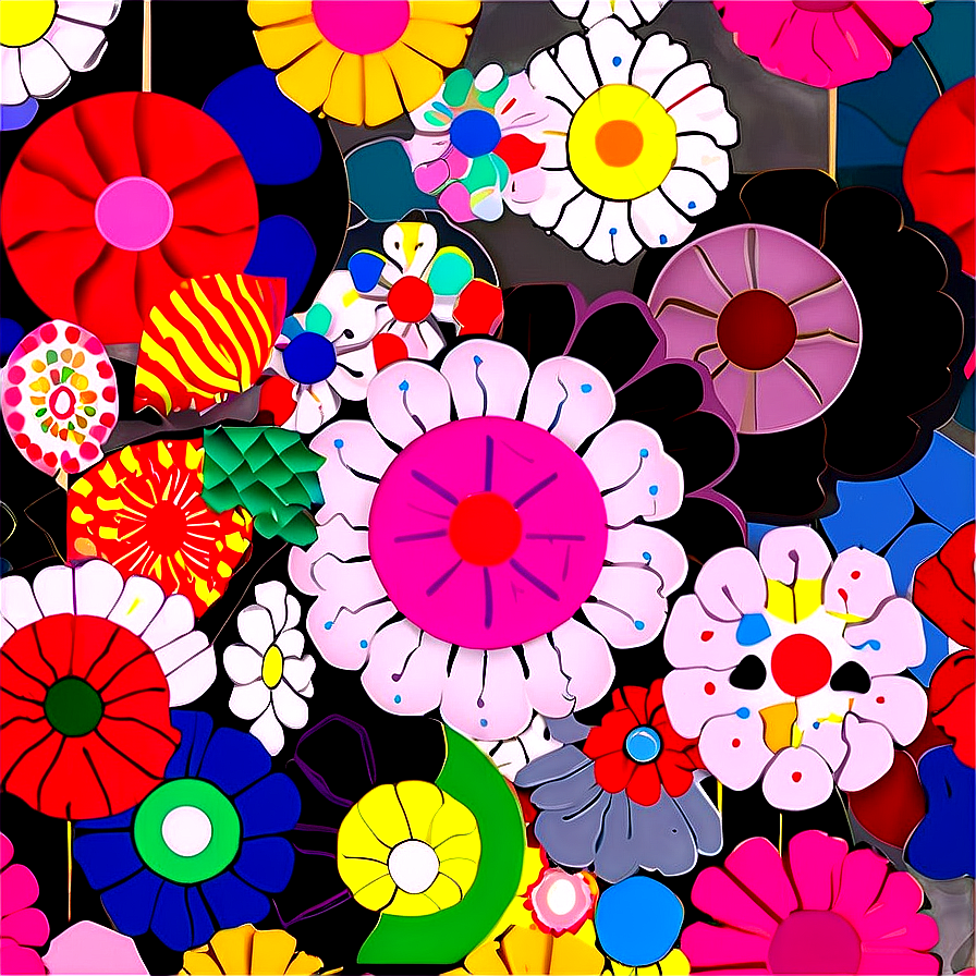 Contemporary Murakami Flower Art Png 32