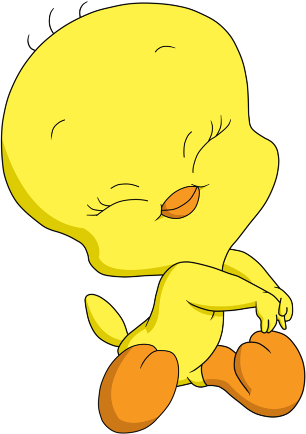 Contented Yellow Bird Cartoon Character