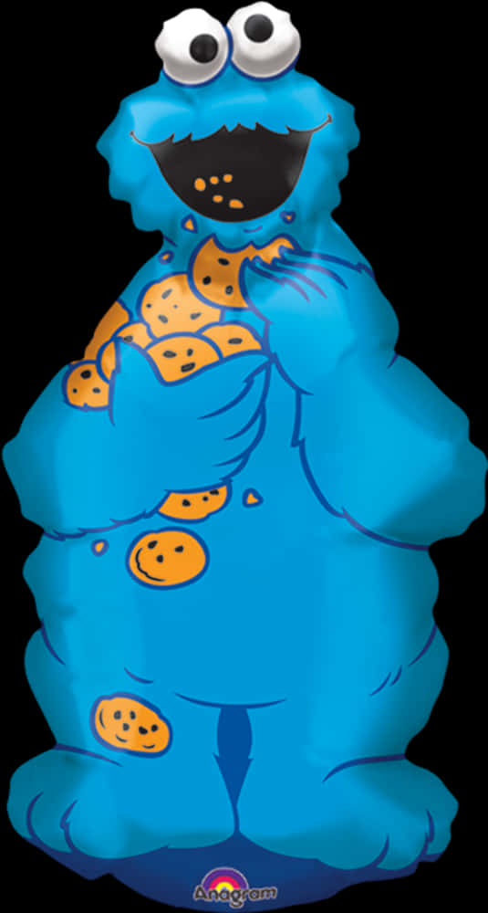 Cookie Monster Eating Cookies Illustration