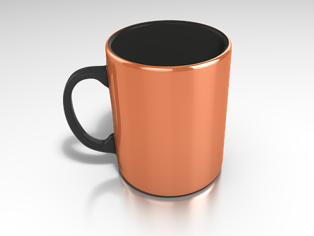 Copper Colored Mugon Black Background