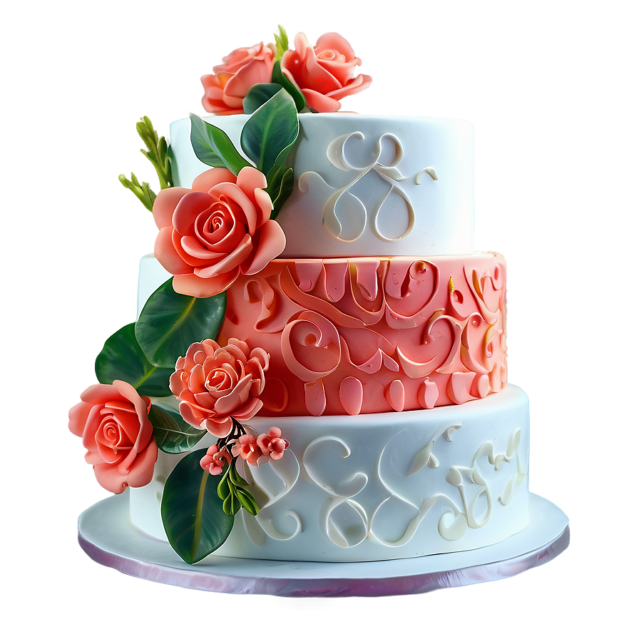 Coral Charm Wedding Cake Png 06122024