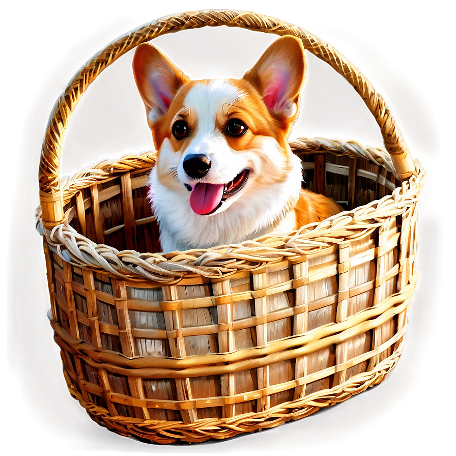 Corgi In Basket Png 05212024