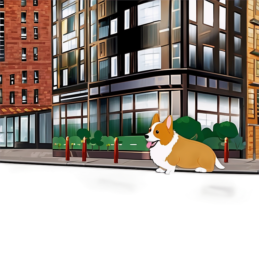 Corgi In The City Png 05212024