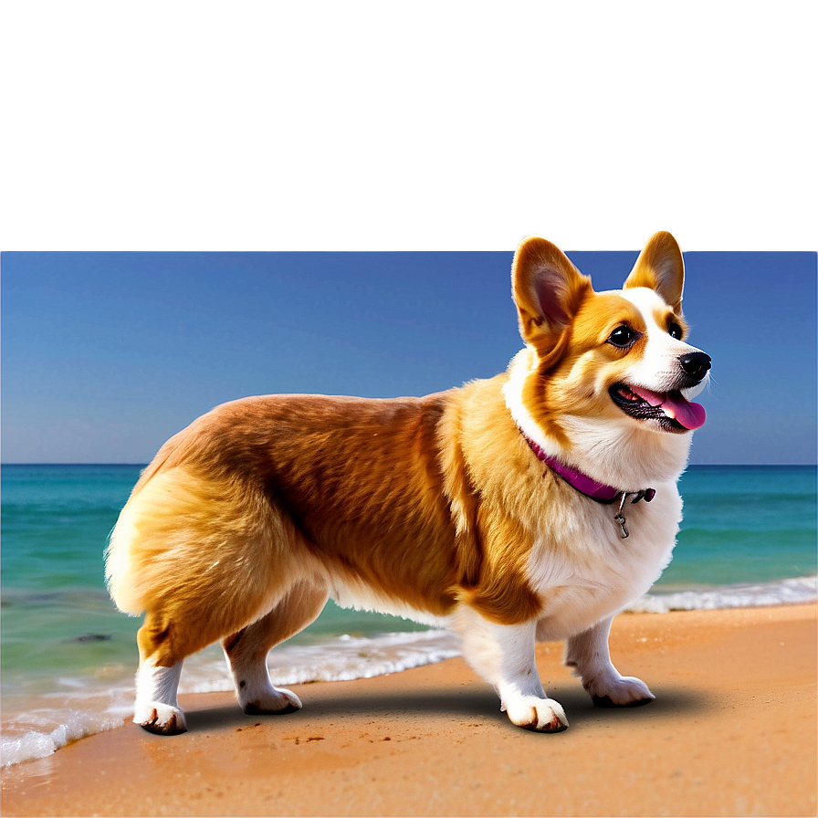 Corgi On Beach Png 05212024