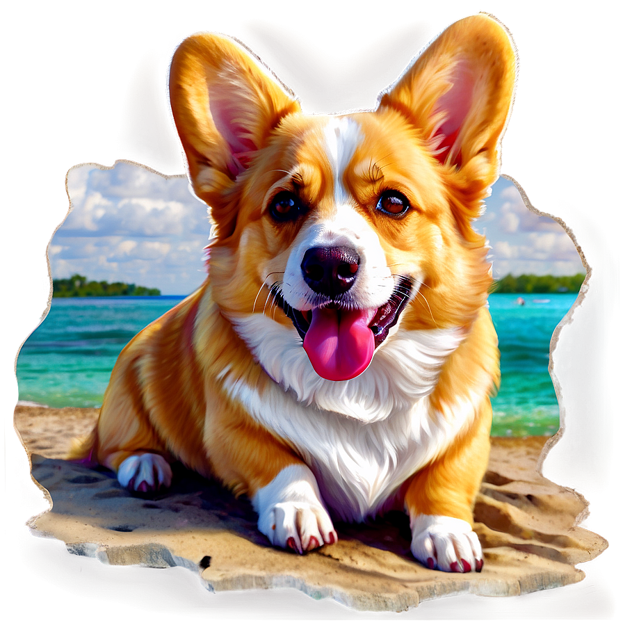 Corgi On Beach Png Cnj