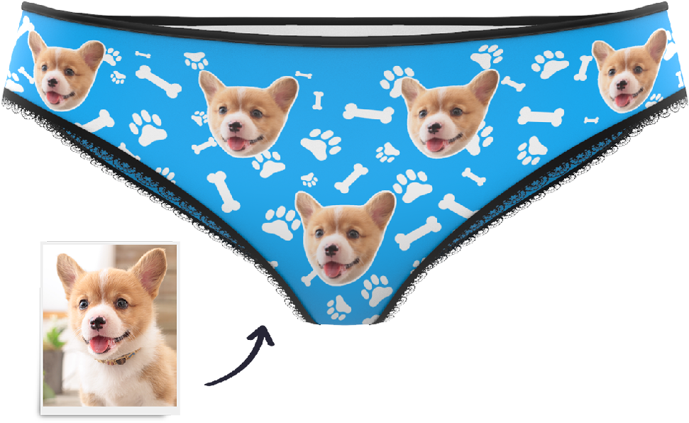 Corgi Print Pantieswith Bone Motif