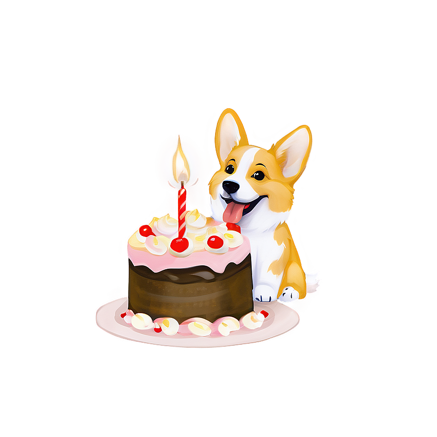 Corgi With Cake Png 53