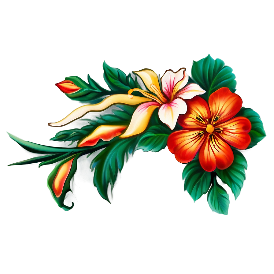 Corner Flower Tattoo Design Png 38