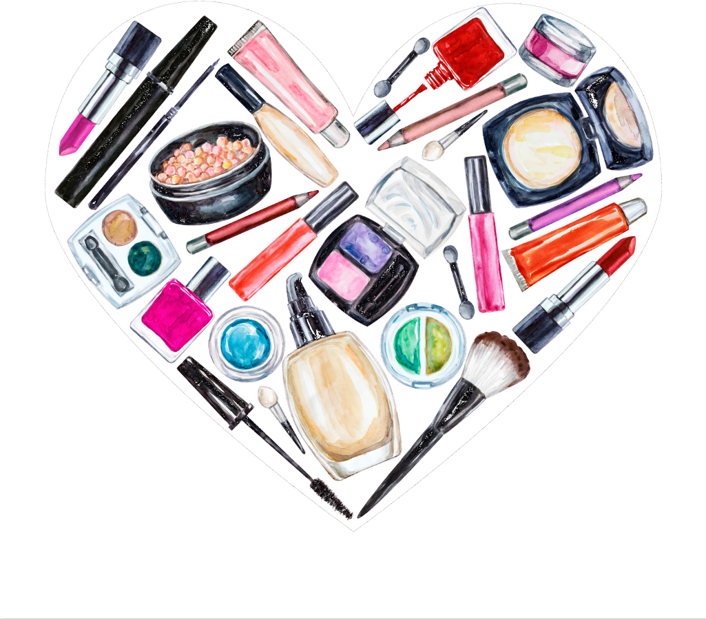 Cosmetic Collection Heart Shaped Arrangement