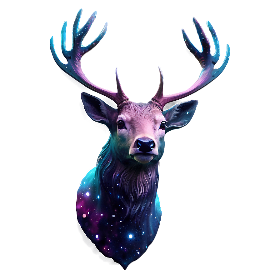 Cosmic Deer Head Space Art Png Yfl