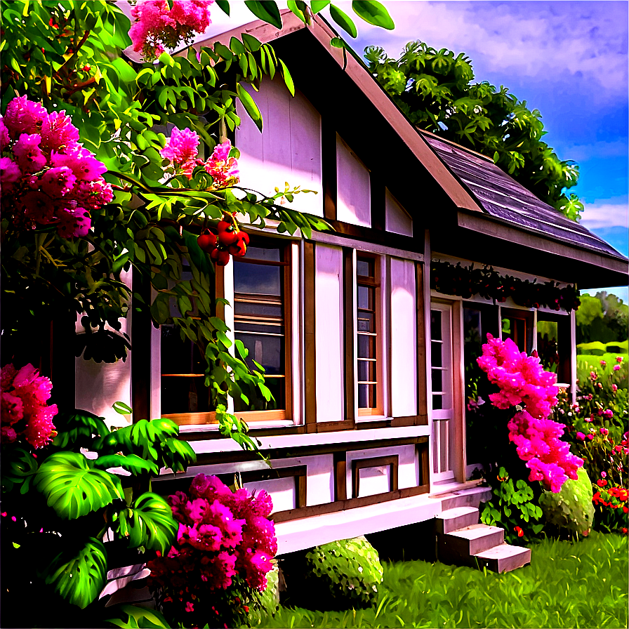 Cottage In Full Bloom Png Knq