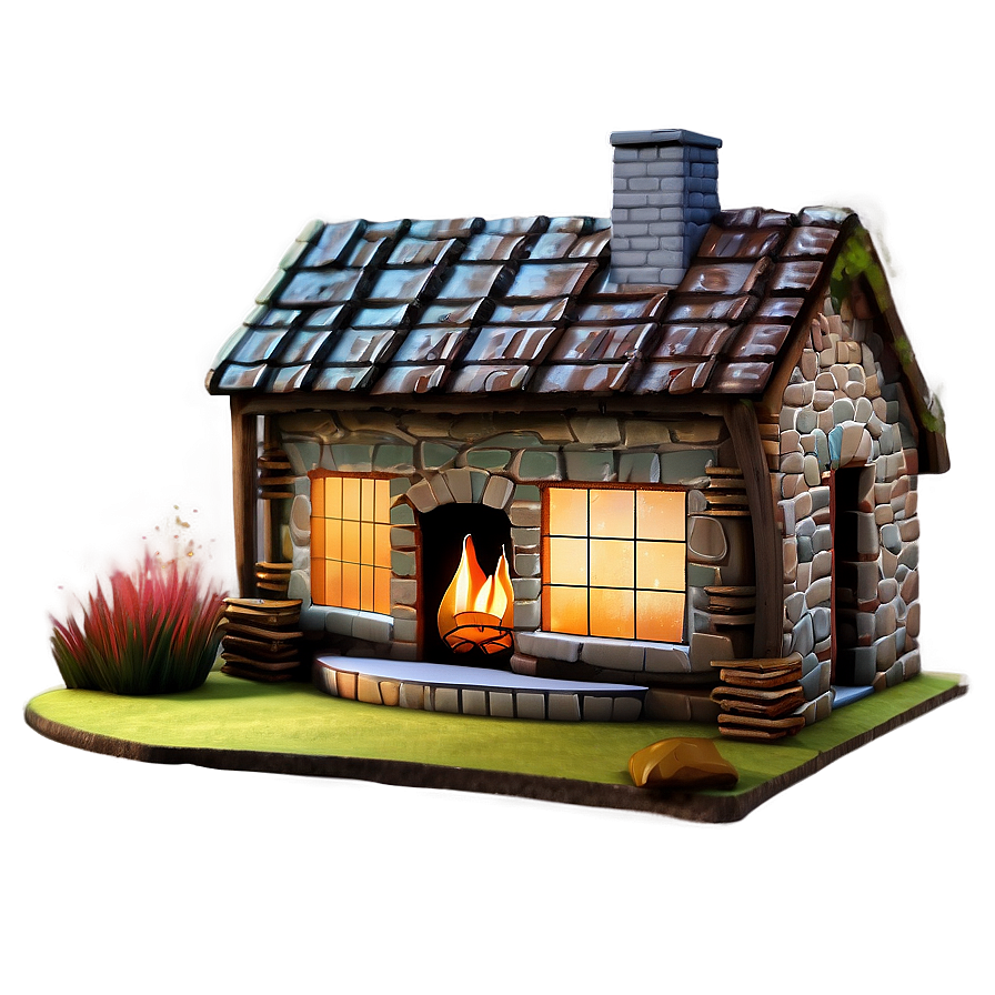 Cottage With A Fireplace Png 96