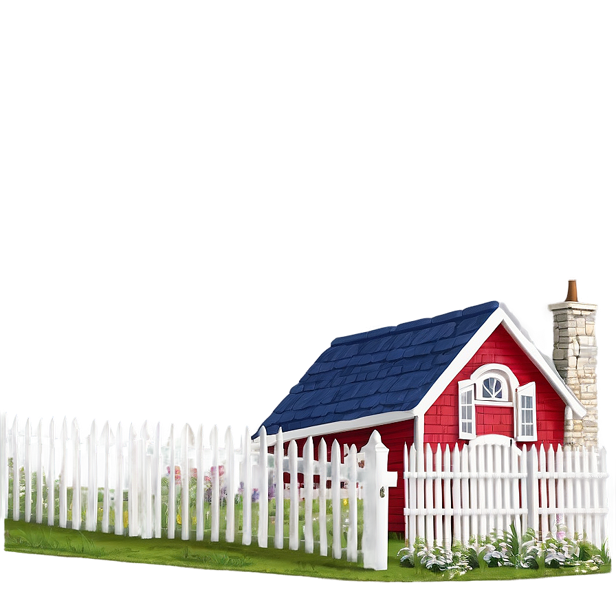 Cottage With Picket Fence Png Lcd