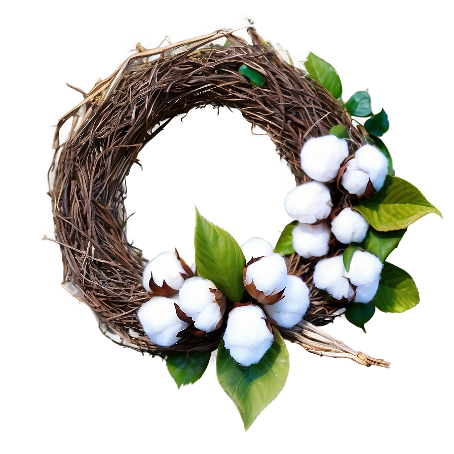 Cotton Boll Wreath Png 05242024