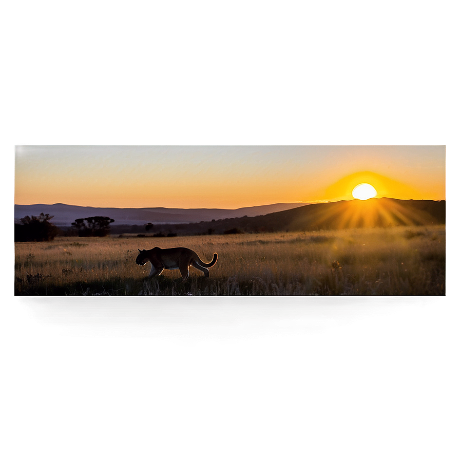 Cougar Silhouette In Sunset Png Dtj