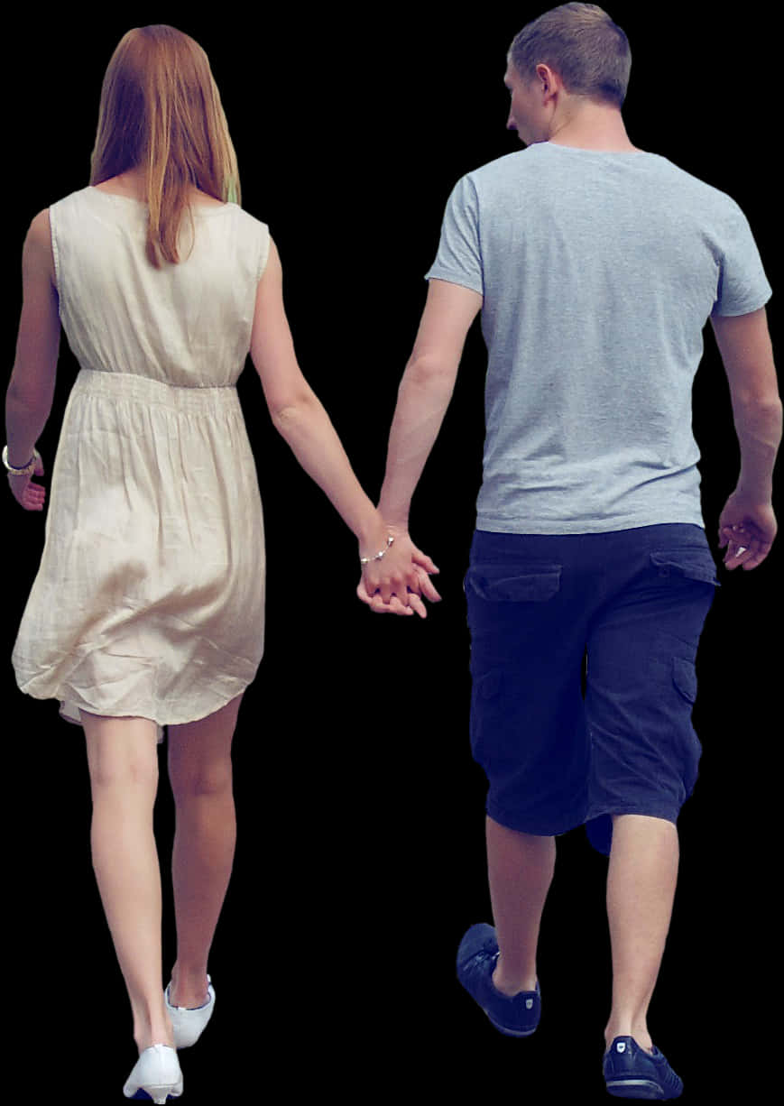 Couple Holding Hands Walking Away