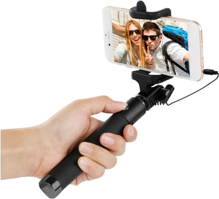 Couple Selfie With Smartphone Monopod