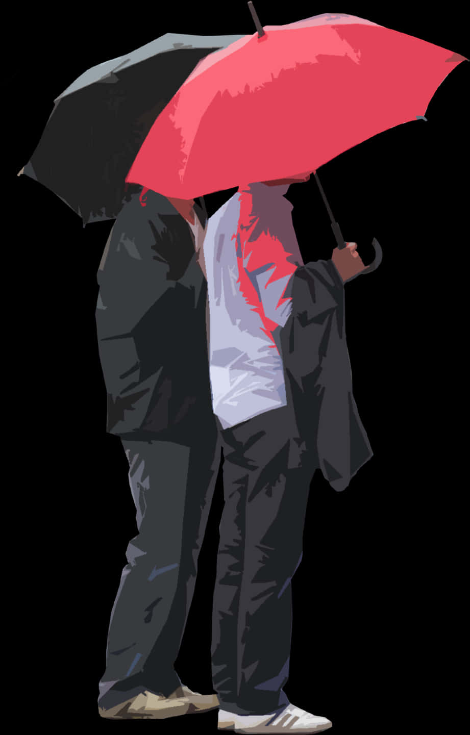 Couple Sharing Umbrella