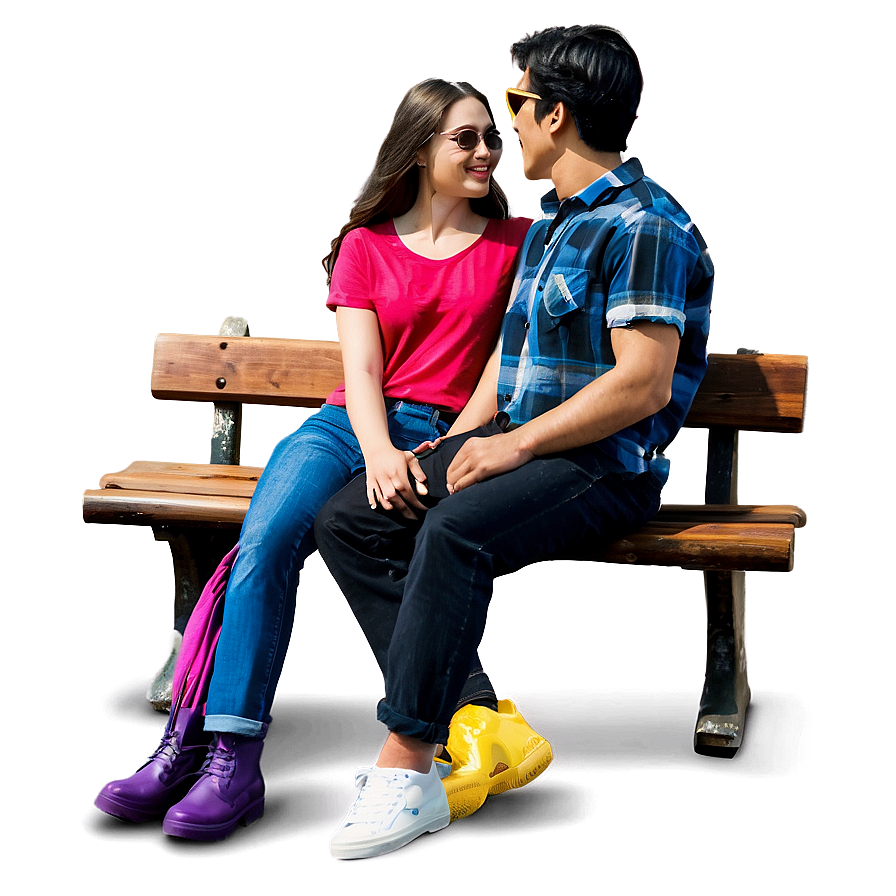 Couple Sitting On Bench Png 11