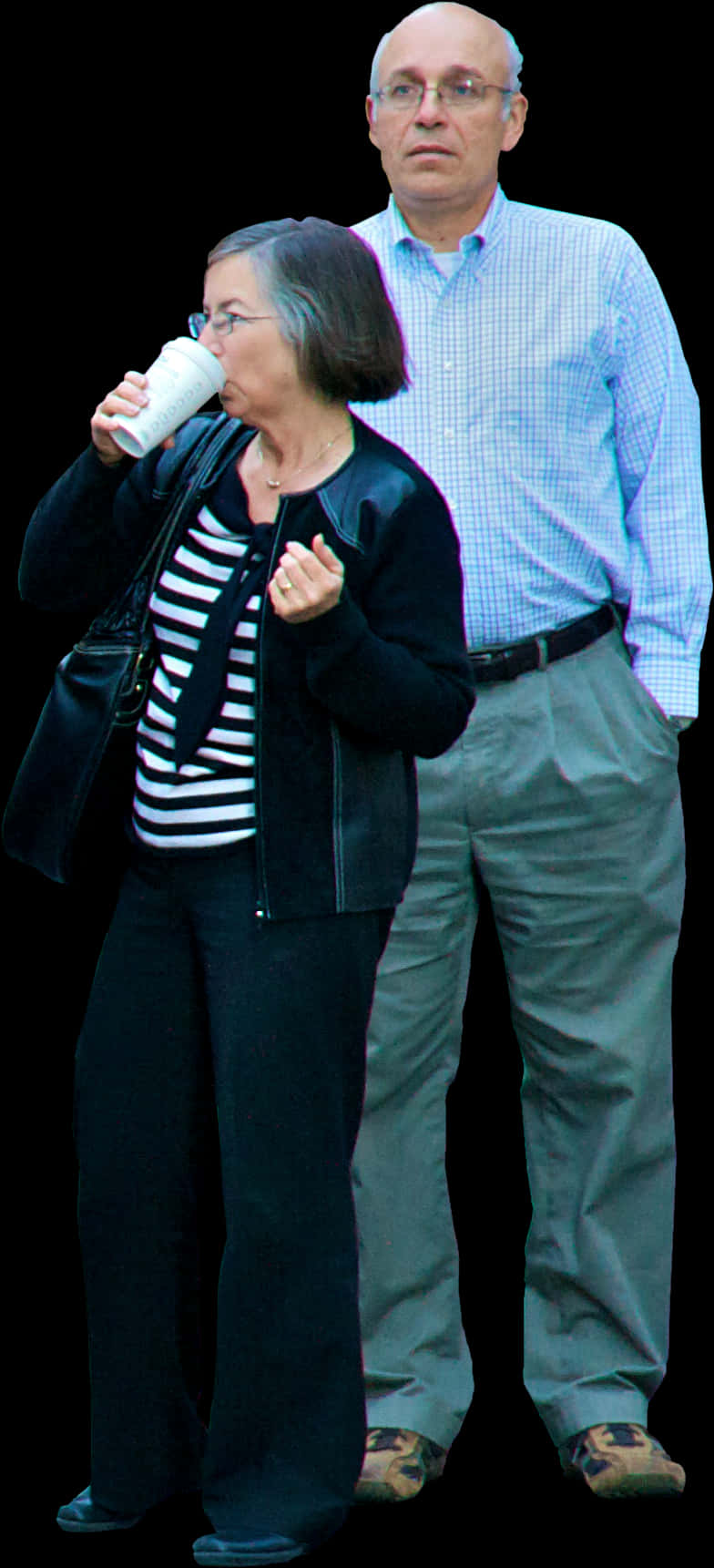 Couple Walking Drinking Coffee