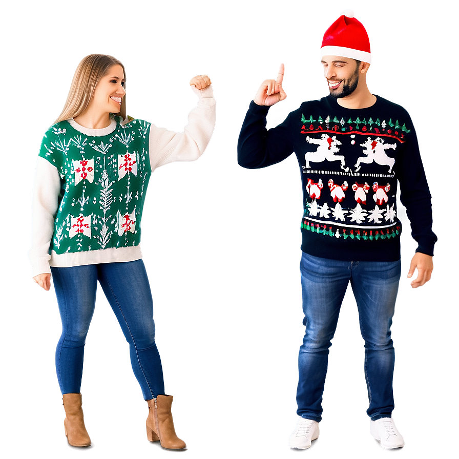 Couples Ugly Christmas Sweater Png 06122024