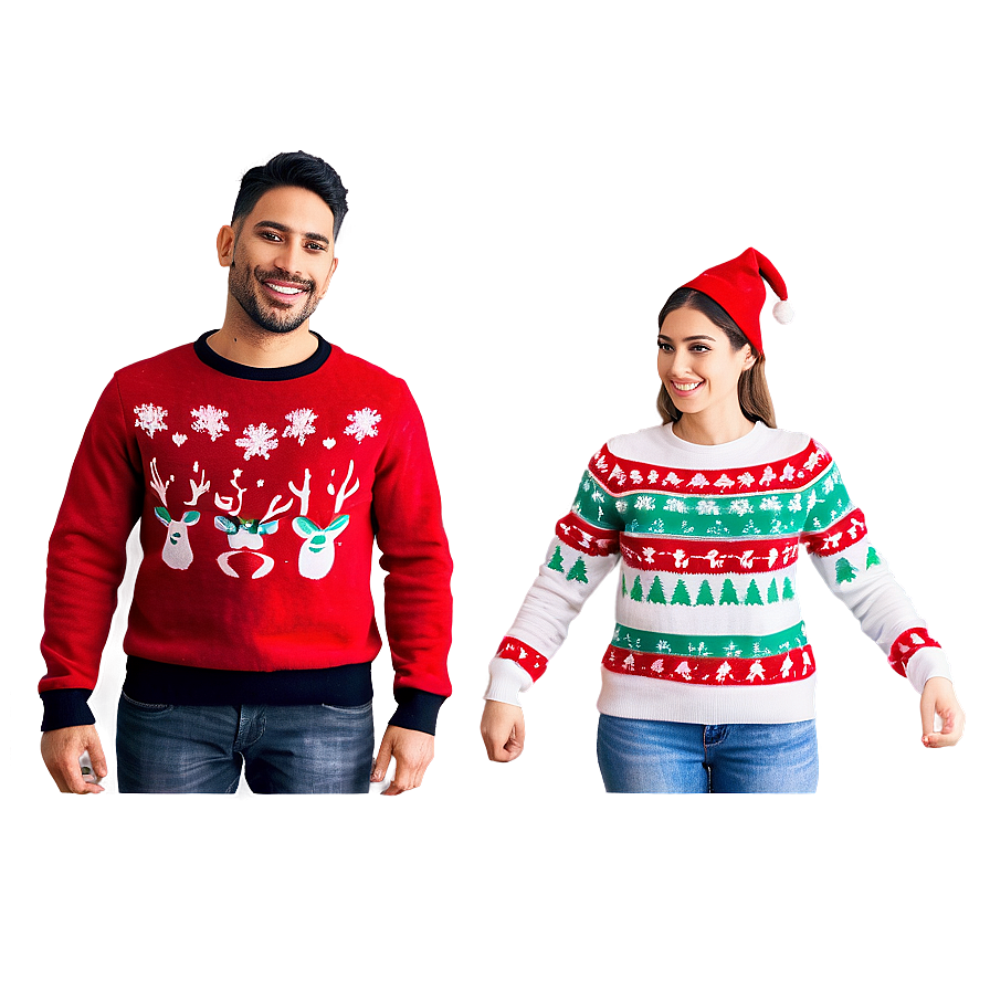 Couples Ugly Christmas Sweater Png Jsx43