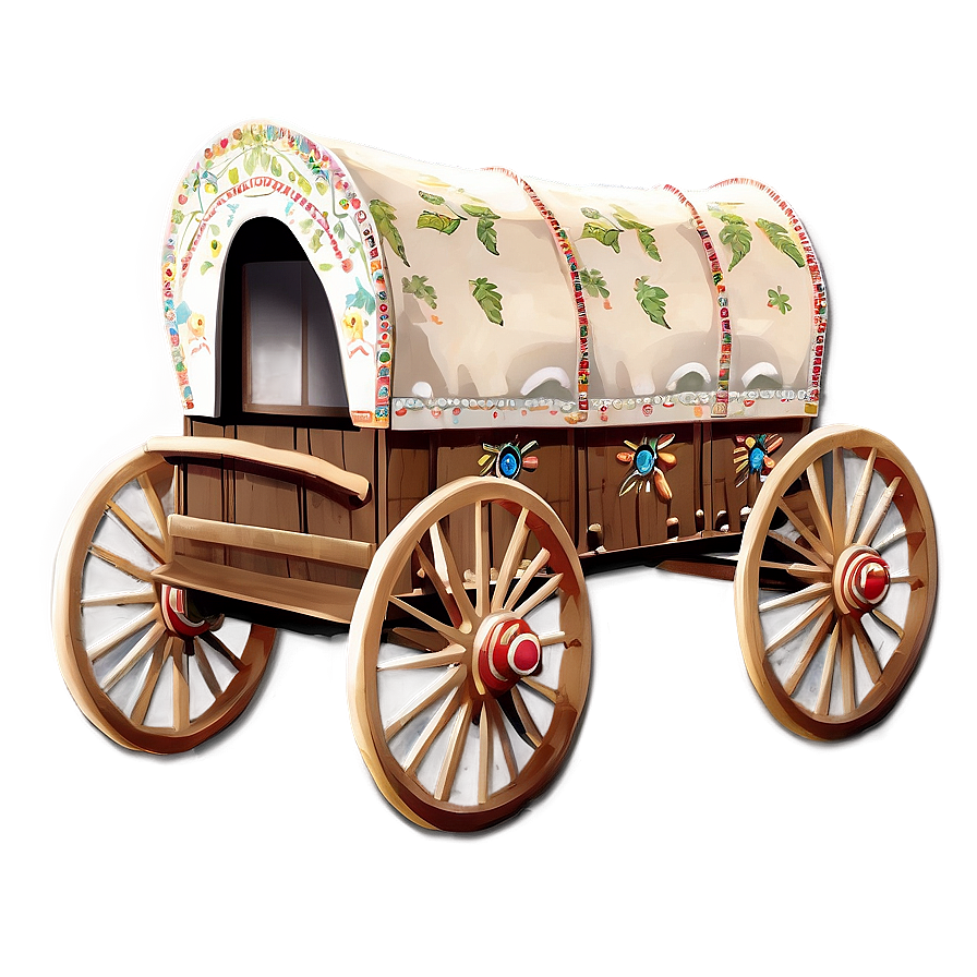 Covered Wagon In Folk Art Png 06292024