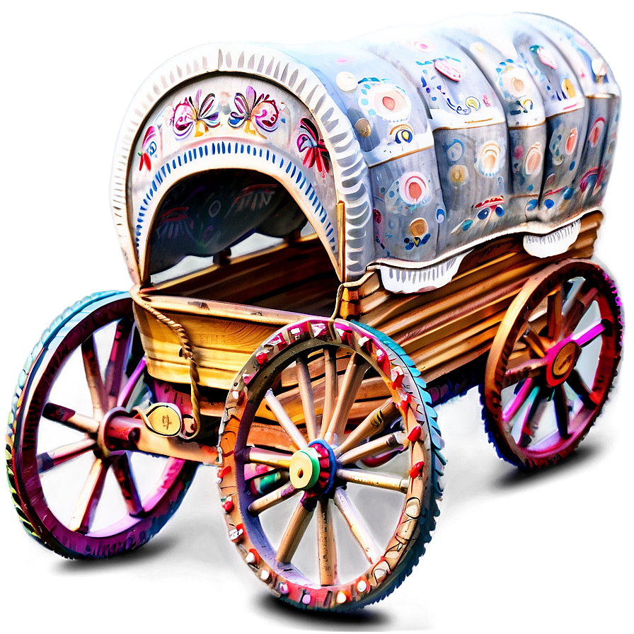 Covered Wagon In Folk Art Png 93