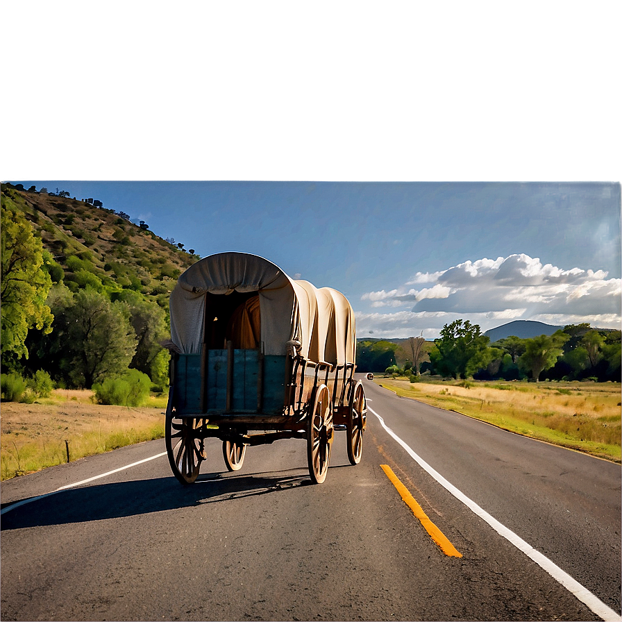 Covered Wagon On Open Road Png 06292024