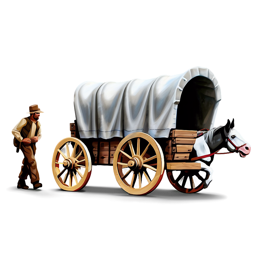 Covered Wagon With Settlers Png Wue7