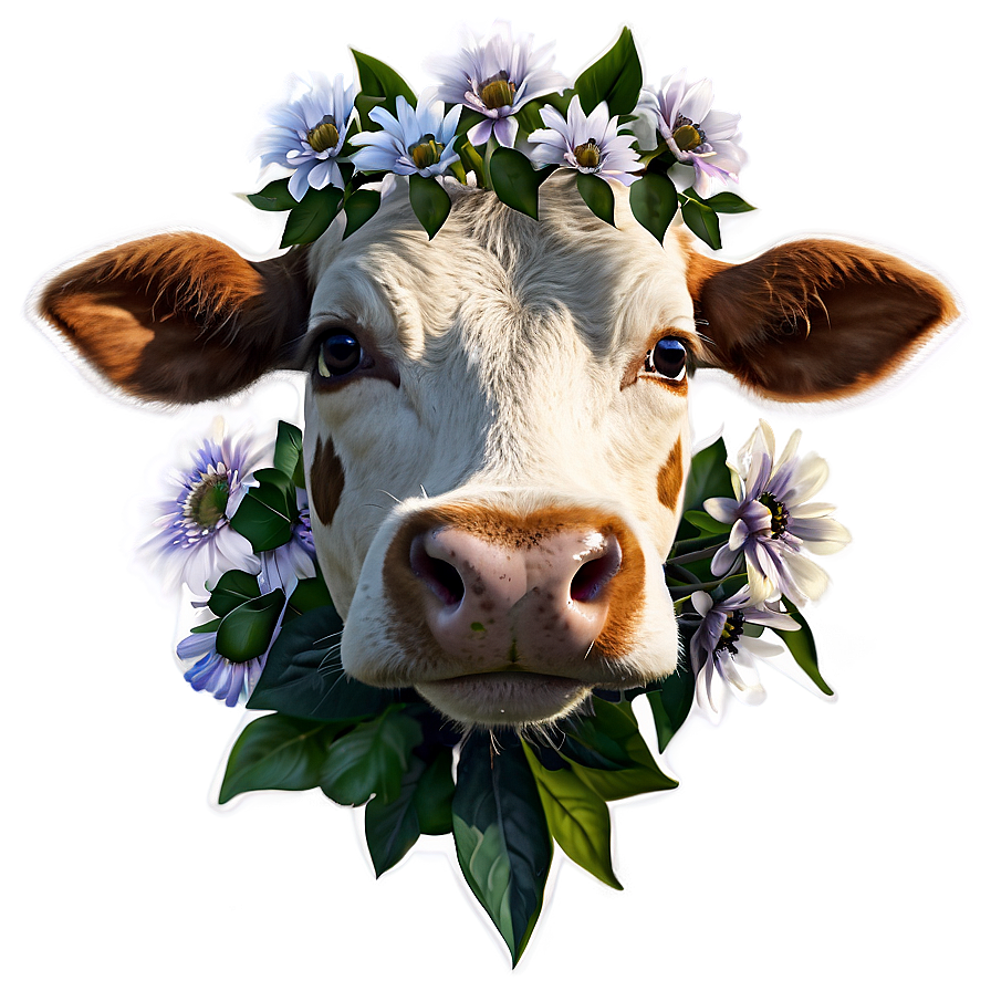 Cow Face With Flowers Png Ioe66