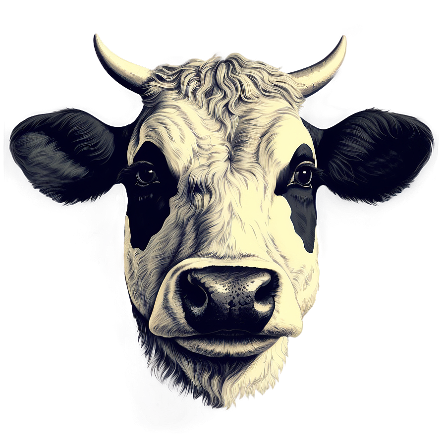 Cow Head Engraving Png 57