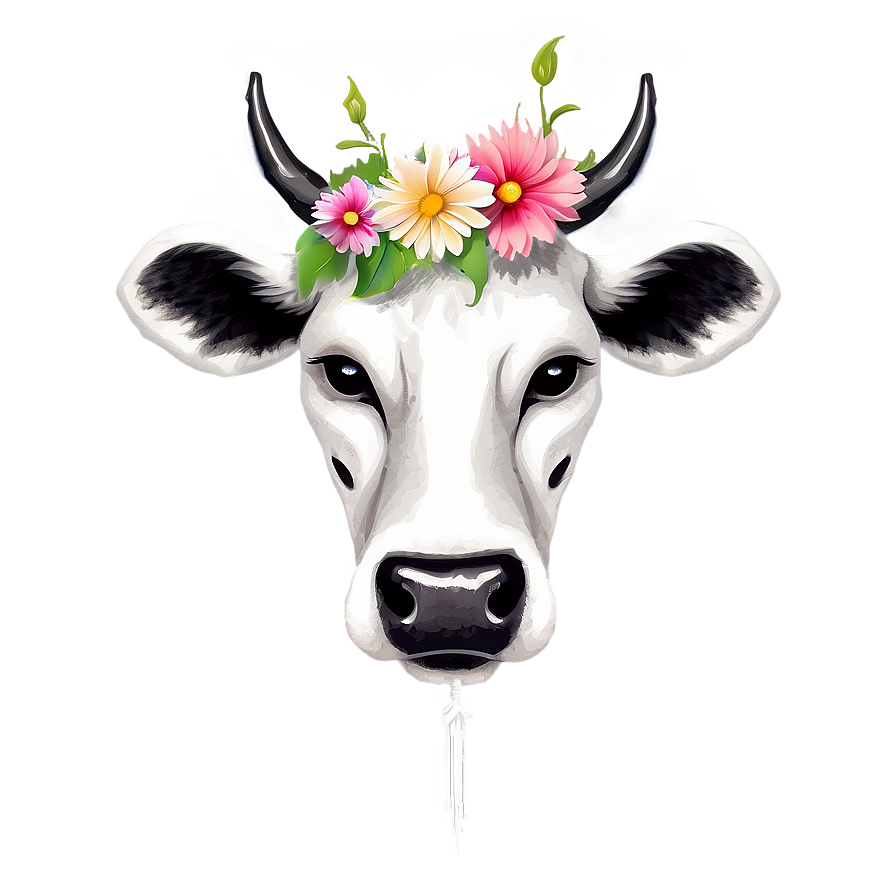 Cow Head With Flowers Png Olr8