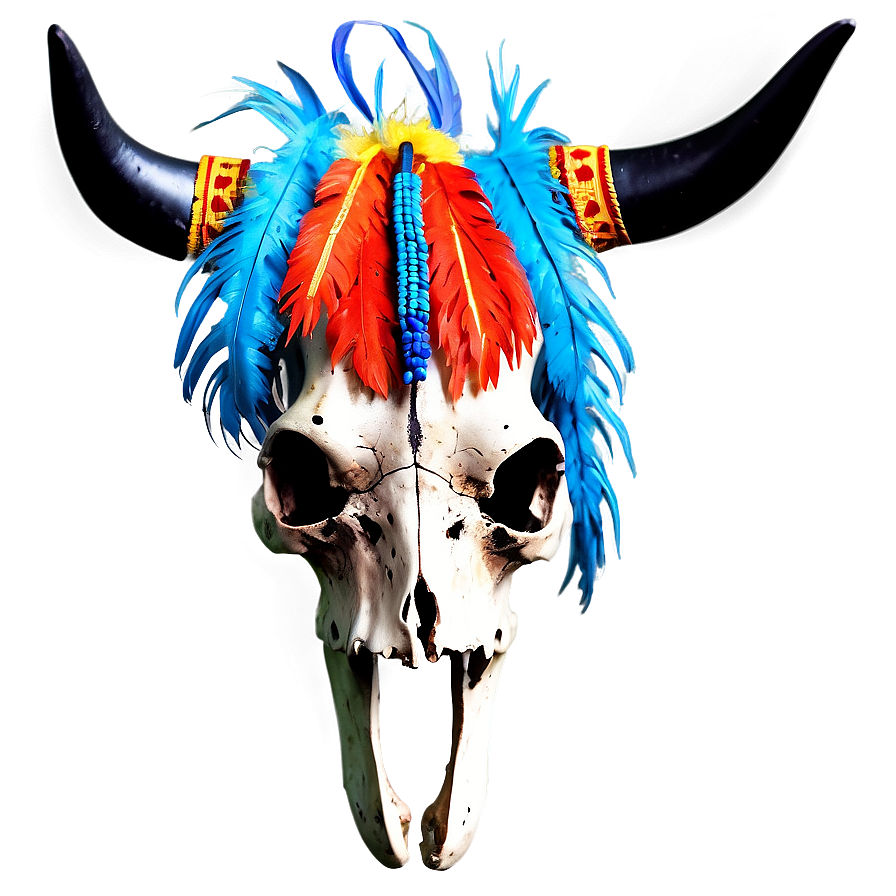 Cow Skull With Indian Headdress Png Ajo63