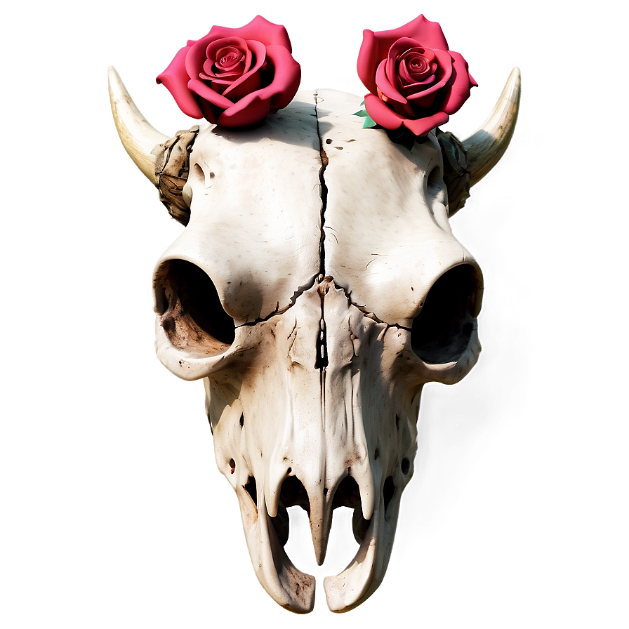 Cow Skull With Roses Png Hmf