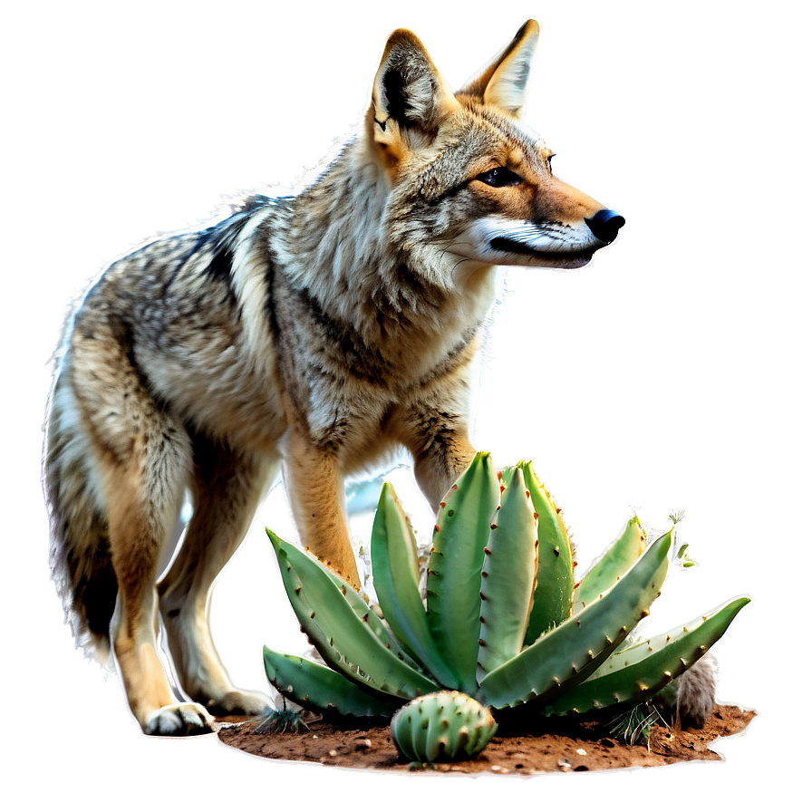 Coyote With Cactus Png Ekh