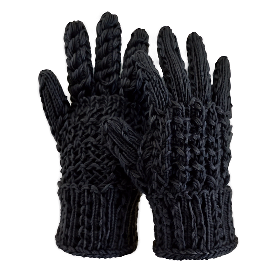 Cozy Black Knit Gloves Png 72