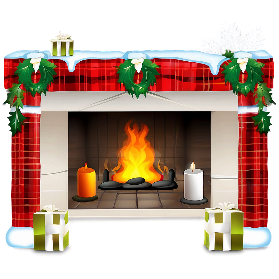 Cozy Christmas Fireplace Decor Png Imo43