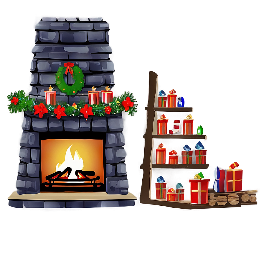 Cozy Christmas Holiday Fireplace Png 73