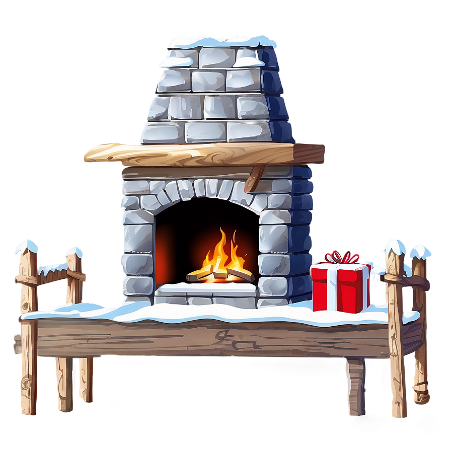 Cozy Christmas Holiday Fireplace Png Kce37