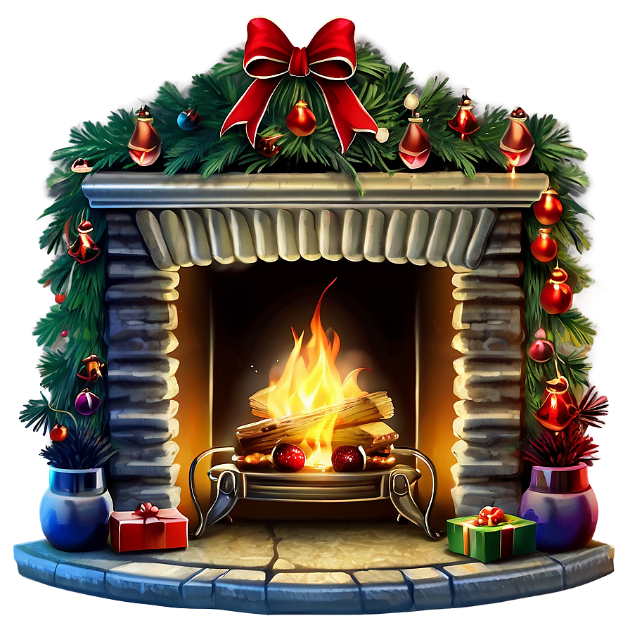 Cozy Christmas Holiday Fireplace Png Kon97