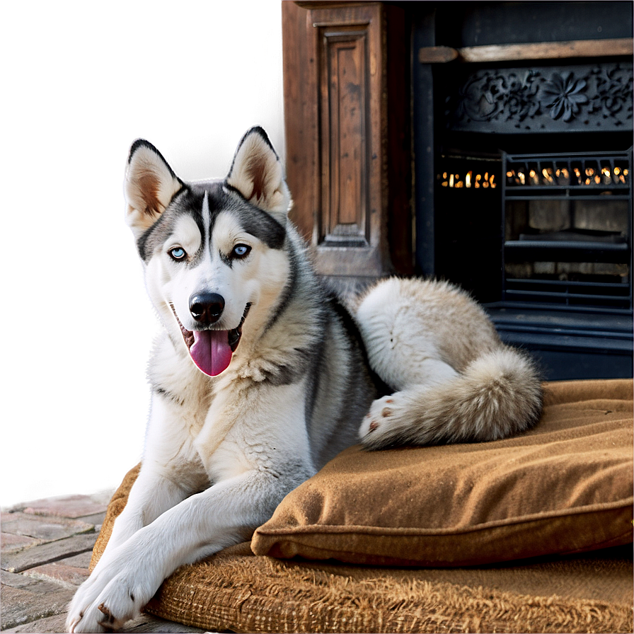 Cozy Husky By Fireplace Png 63