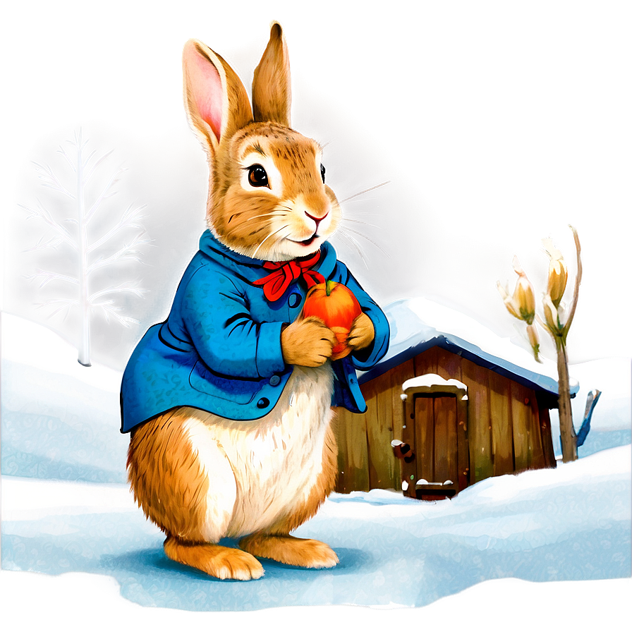 Cozy Peter Rabbit Winter Scene Png 06262024