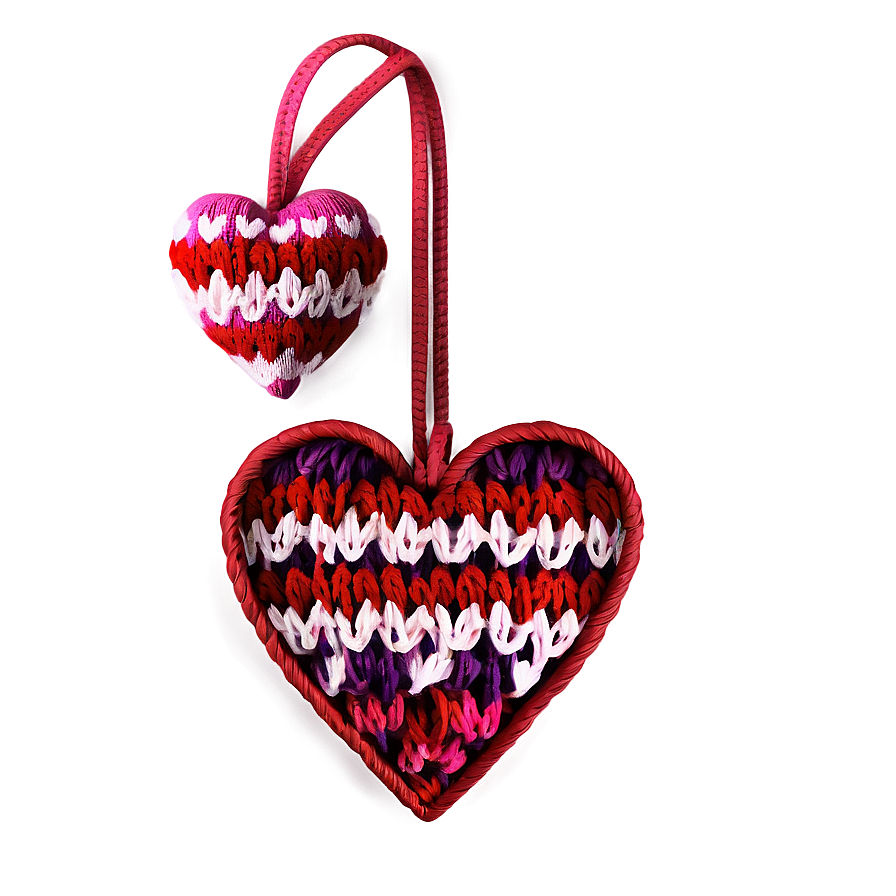 Cozy Valentine's Day Knitted Hearts Png 31